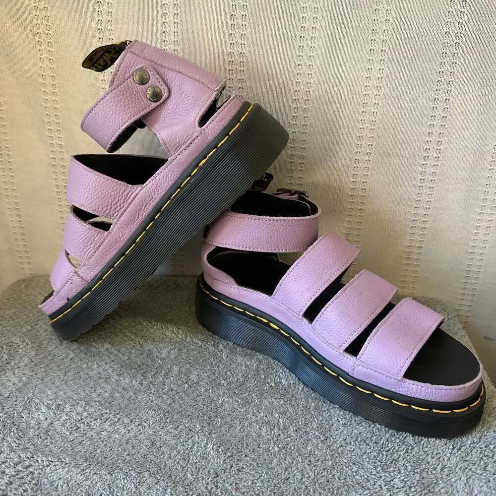 New Dr Martens Clarissa II Quad Chunky Sandals in Lilac Pisa